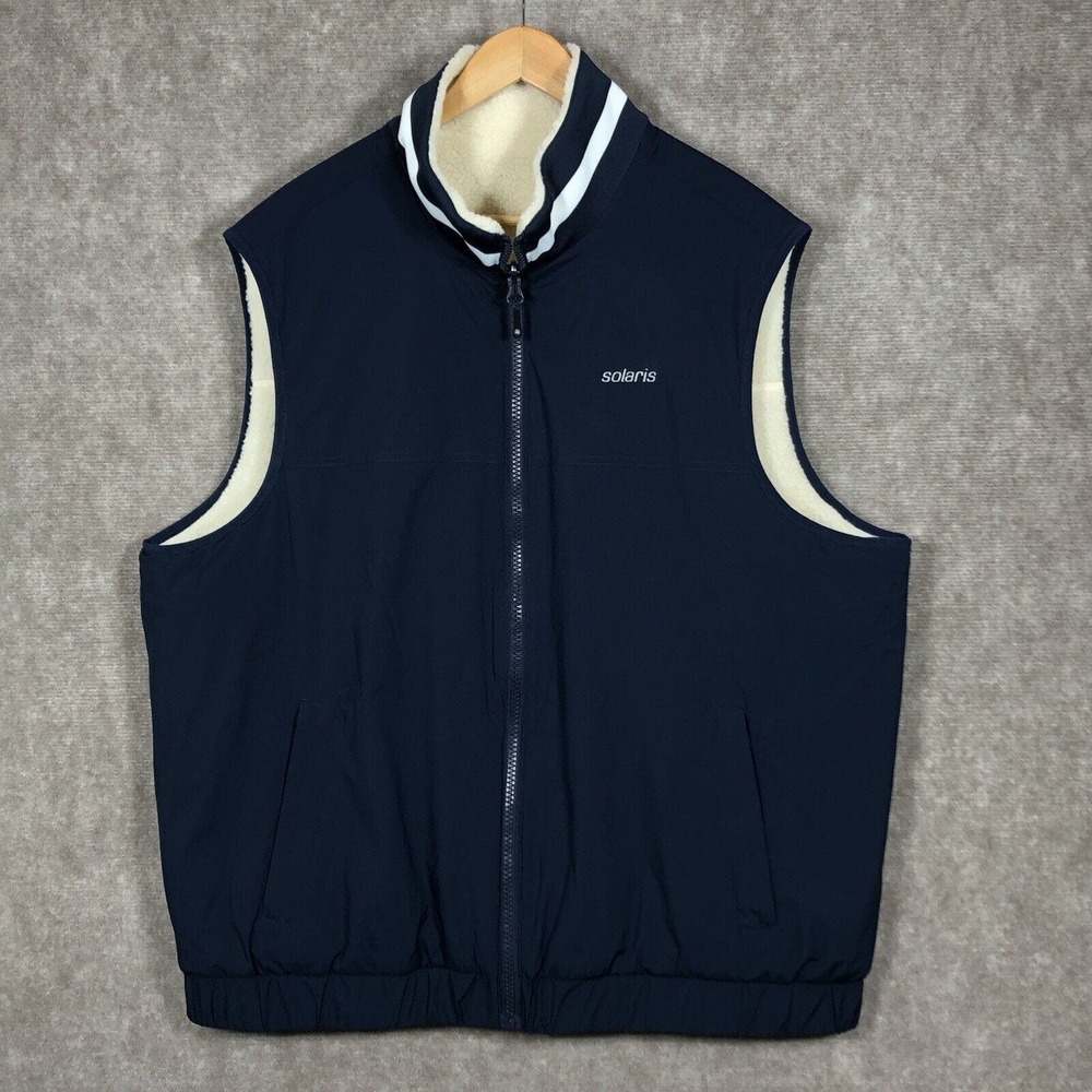 Solaris Vest 2XB Big Man Reversible Navy Cream Multi-Climate Sherpa Full‎ Zip
